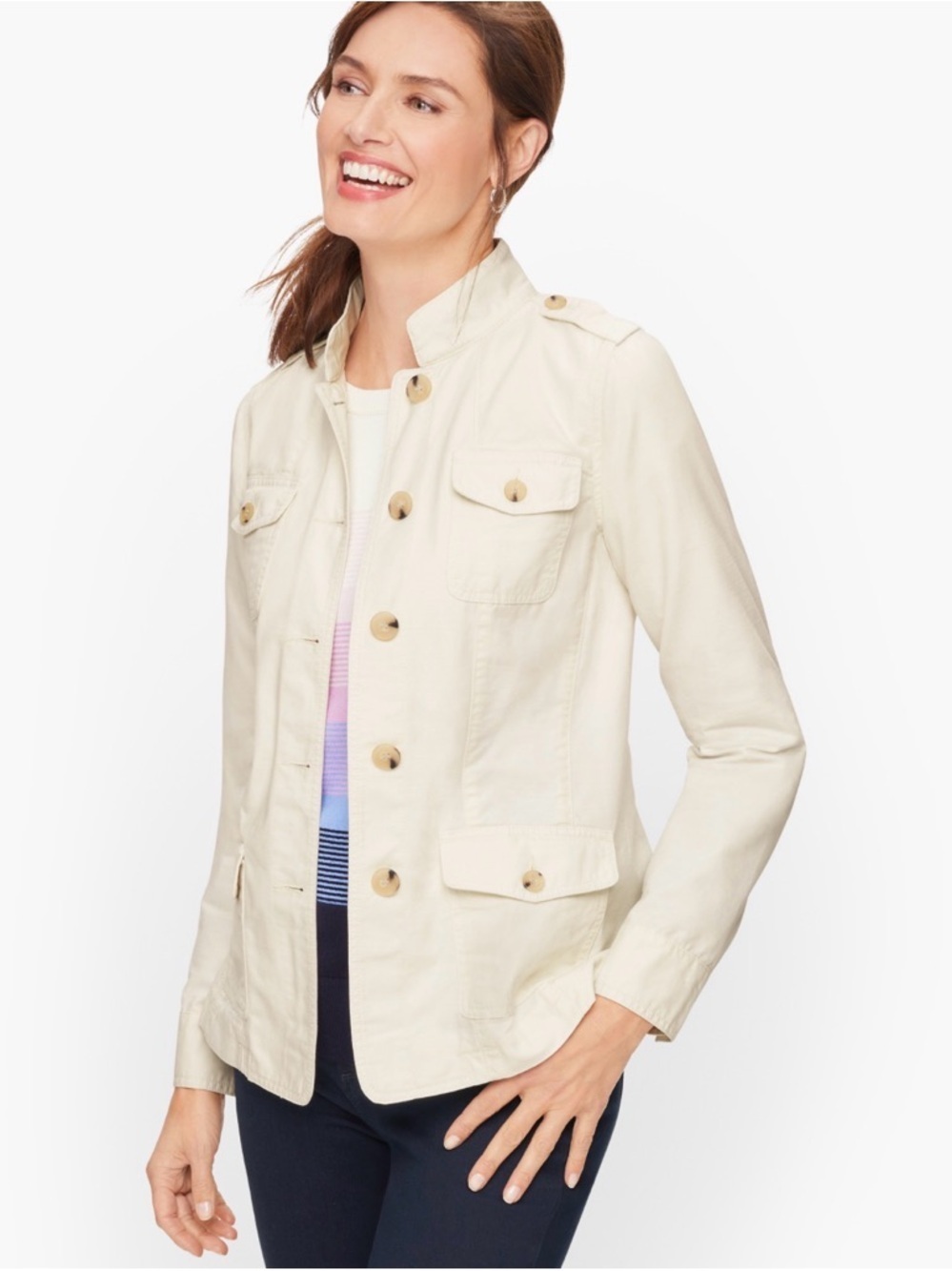 TALBOTS Military Inspired Jacket - Ivory Misses XL